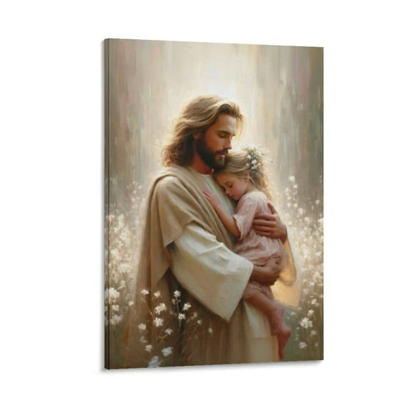Girls Room Wall Decor Art - Jesus Holding Girl Poster - Jesus And Girl Canvas Print Canvas Wall Art Prints Poster Gifts Photo Picture Painting Posters Room Decor Home Decorative 16x24inch(40x60cm)