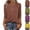 Coffee, variant on PADFRYBK Button Down Shirts For Womens 3/4 Sleeve T-Shirts Crew Neck Buttons Tops Solid Color Fall Tunic Blouses Loose Pullover Sweatshirt