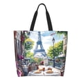 thumbnail image 1 of Disketp Parisian Cafe With Eiffel Bolsa Tote Estampada para Mujer, Bolso de Hombro y de Mano para Compras y Viajes, 1 of 8