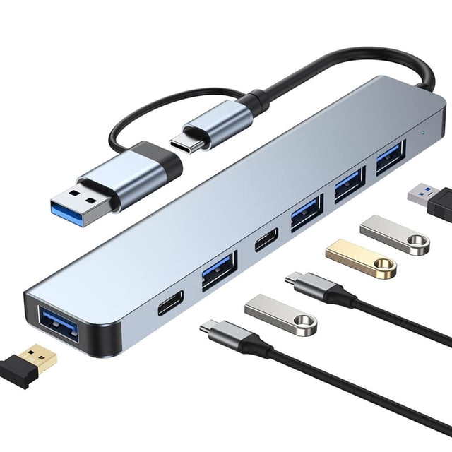 Adaptador Multipuerto USB C 3.0 Lostrain para MacBook Air Pro iPad Lenovo Huawei Surface Blanco Port
