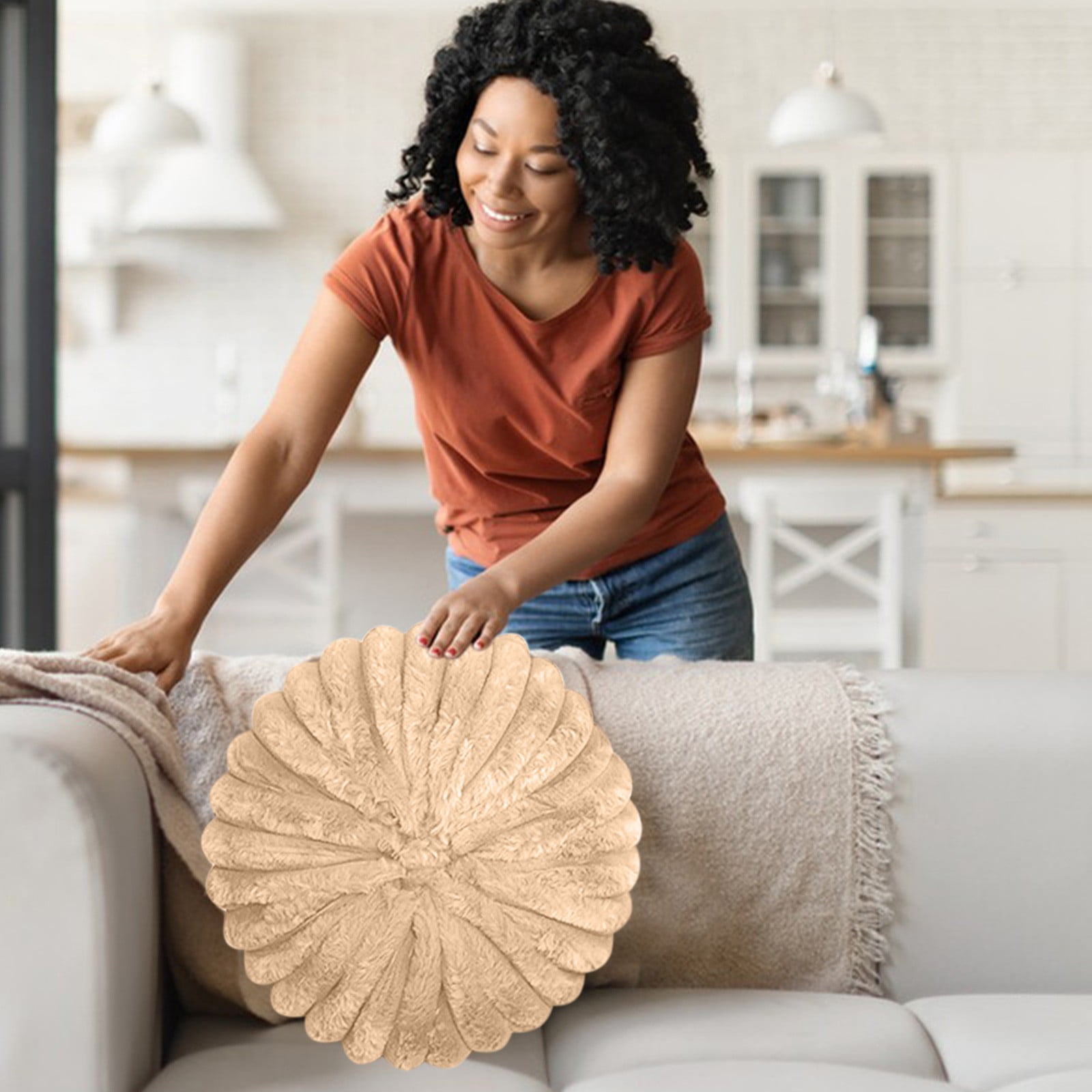 Hvmvliv 13.77x13.77x5.9in Throw Pillow for Couch Pumpkin Cushion Sofa Decorative Cushion Pumpkin Sofa Pillow Lazy Person Pillow Living Room Pillow Tatami Khaki