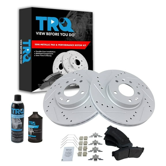 TRQ Brake Rotor Coated & Semi-Metallic Pad Front Kit w/Chemicals BKA17046 Fits select: 2006-2012 FORD FUSION, 2008-2013 MAZDA 6