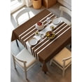 thumbnail image 6 of Brown White Stripe Table Cloth, Modern Rustic Vertical Striped Waterproof Tablecloth for Square Tables, Reusable Washable Fabric Table Cover for Restaurant Kitchen Dining Tables 60"x60", 6 of 6
