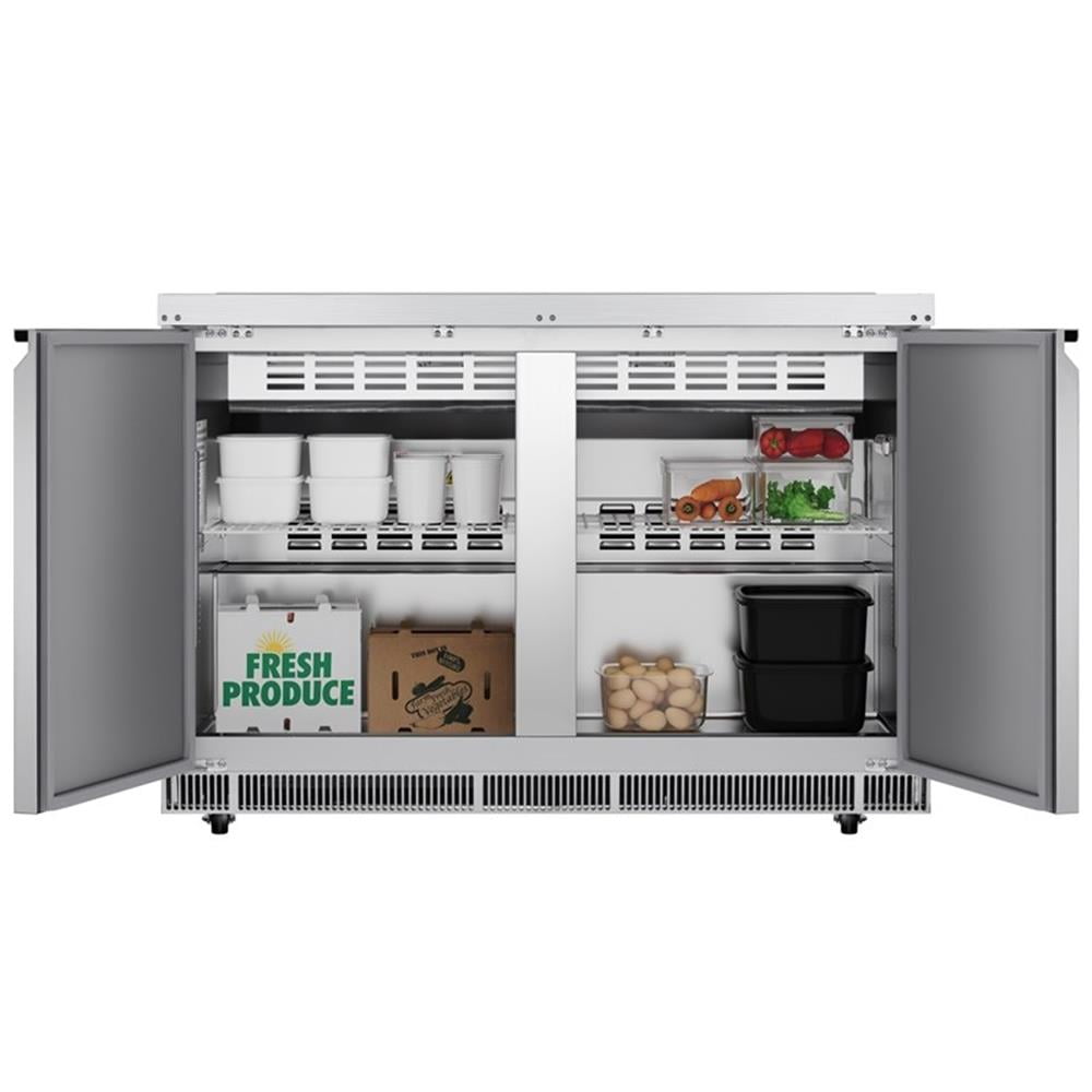 Pemberly Row 48" Commercial Refrigerated Prep Station Cold Table Refrigerator