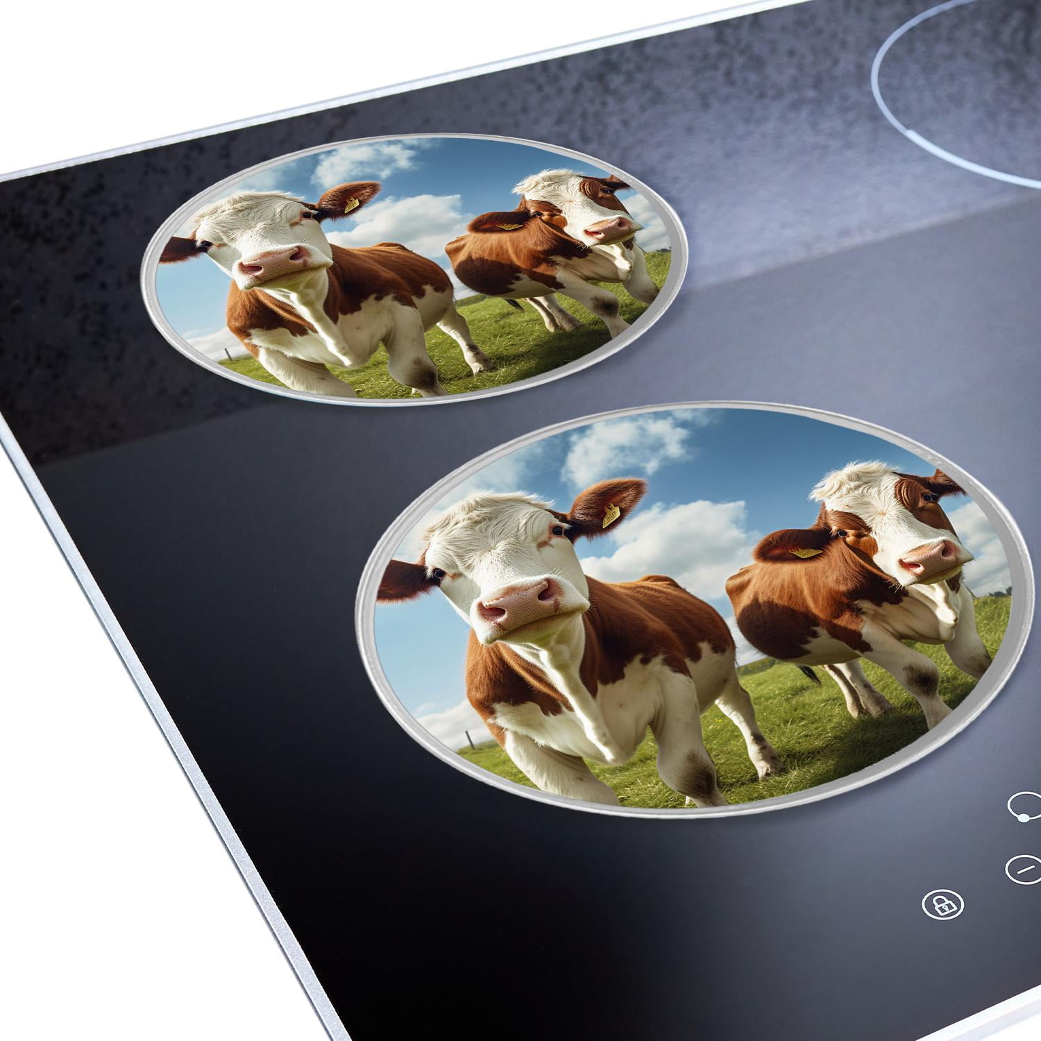 Round Stove Burner Covers 4 Pcs Round Gas Stove Burner Cover 8Inch And 10Inch for ,Cute Cow Animal art