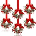 thumbnail image 4 of QualitChoice 6pack/lot Christmas Wreaths For Kitchen Cabinets Small Christmas Wreath Mini Size 6 Mini Flower Garlands And Ribbons. type+3 6pcs, 4 of 6