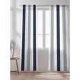 thumbnail image 2 of Sheer Curtains 108 Inches Long 2 Panels Set for Living Room, Navy Blue Gray Striped Semi Sheer Curtains for Windows, Farmhouse Stripe Art Voile Window Treatments Rod Pocket Curtain, 2 of 7