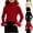 Red, variant on Turtleneck Sweaters for Girls Solid High Rib Knit Top with Fluffy Fuax Fur Cuff Thermal Holiday Layering Pullover Sweaters