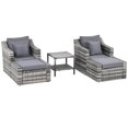 thumbnail image 2 of Outsunny 5 Piece Patio Furniture Set, Chairs, Ottoman, Coffee Table, Gray, 2 of 9