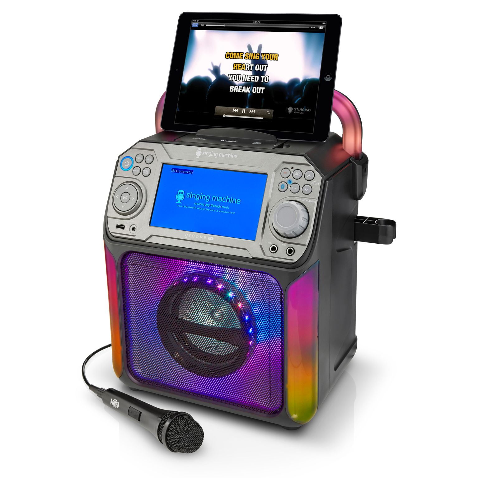 Singing Machine Groove XL Stand Alone Karaoke Machine with 6 Vocal Effects & LED Lights, STVG789BK, Black