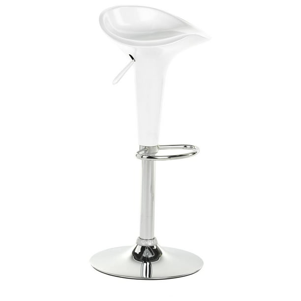 Modern Bar Chair, Ergonomic Adjustable Lift (White ABS Plastic and Chrome) (BRSTLABSS3) - Walmart.com
