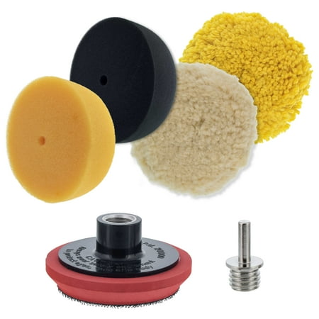 3" Buffing Pad Kit, 4 Buff Polishing Pads, Polisher Backing Plate, Drill Adapter