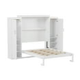 thumbnail image 5 of Full Size Murphy Bed with Two Wardrobe and Storage Shelf, Wall Bed Frame Folding into Cabinet Design, Multifunctional Wood Foldable Platform Bed for Guest-Room, Bedroom, White, 5 of 8