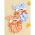 thumbnail image 3 of BemeyourBBs Baby Girl Halloween Romper Pumpkin Embroidered Plaid Bows Jumpsuit, 3 of 9