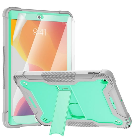 Dteck iPad 10.2 Case with Screen Protector, iPad 8th Generation 2020 Case, iPad 7th Generation 2019 Case, Heavy 3 IN 1 Rugged Shockproof Case Kickstand Protective Cover for iPad 10.2 inch, Green