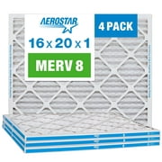 Aerostar 16x20x1 MERV 8 Pleated Air Filter, AC Furnace Air Filter, 4 Pack