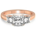 thumbnail image 3 of 4 Carat IGI Certified Cushion Shape Lab Grown Diamond Engagement Ring | 14K Rose Gold |Dianna Three Stone Side Trapezium Diamond Ring | FG-VS1-VS2 Quality Friendly Diamonds, 3 of 5