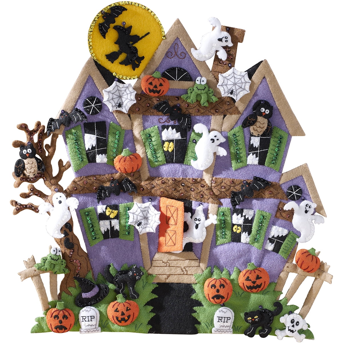 Bucilla 86560 Haunted House Wall Hanging Felt Applique Kit 18 x 18 in