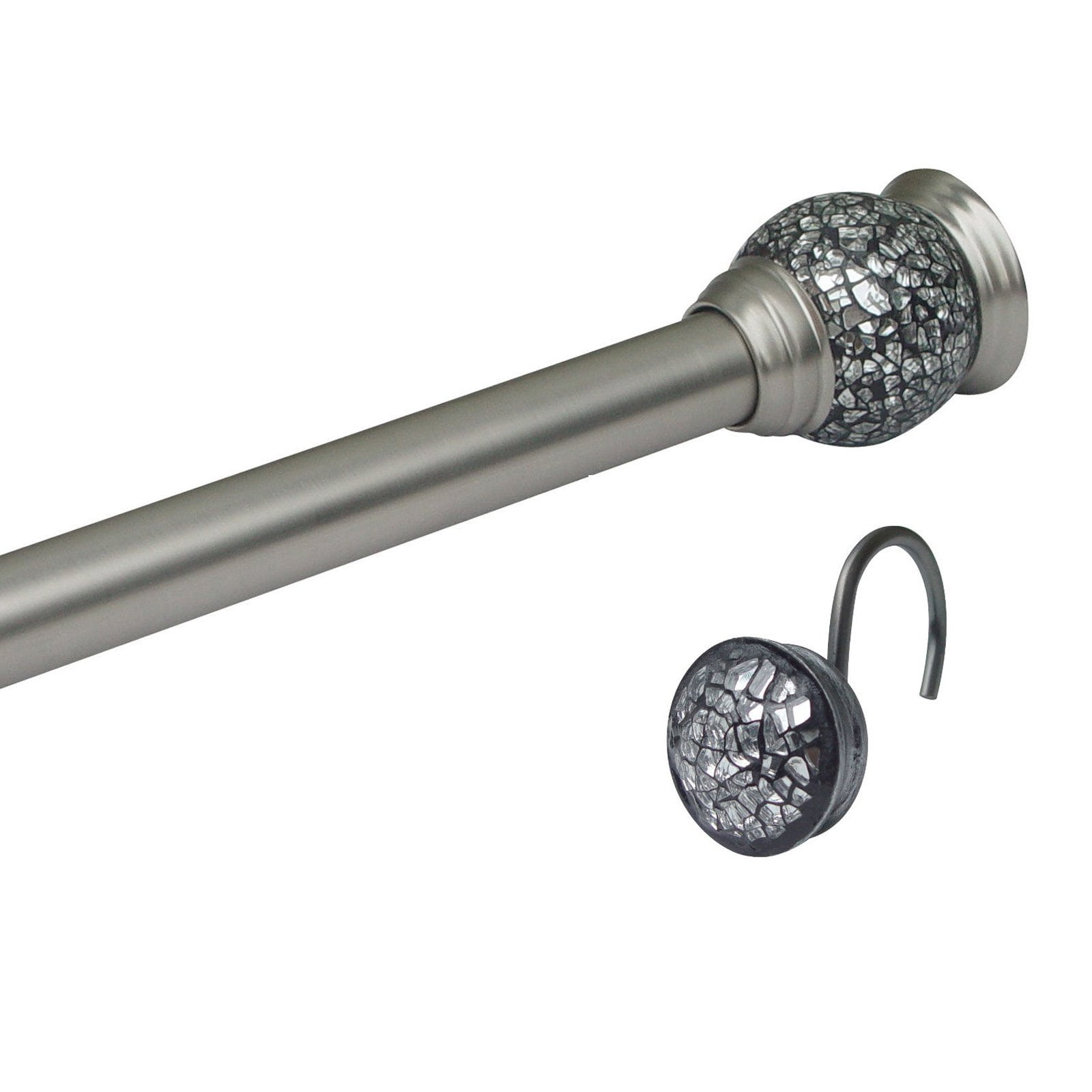 Elegant Home Fashions Mosaic Satin Nickel Shower Tension Rod And Elegant Home Fashions Mosaic Satin Nickel Shower Tension Rod And Hook Set Com