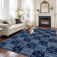 thumbnail image 2 of 8x10 Area Rugs for Living Room, Vintage Floral Non Slip Area Rugs for Kitchen Bedroom Entryway, Abstract Flowers Patchwork Country Navy Blue Washable Carpet Runner Rug Floor Mats for Bedroom, 2 of 8