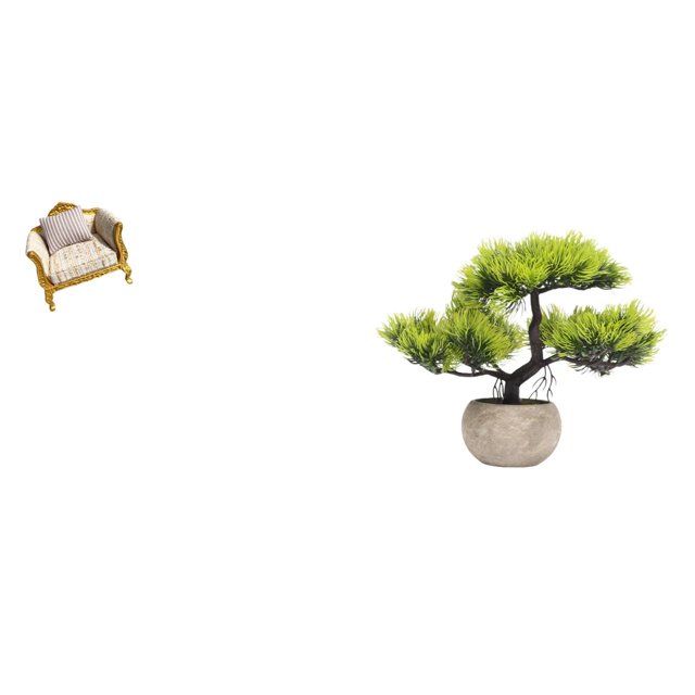 Sofá De Madera En Miniatura Y Bonsái Artificial, Juguete De Simulación Artesanal Para Casa De Muñecas, Escena De Vida DIY Con Colección De Bonsáis De Plantas Artificiales Para Centros De