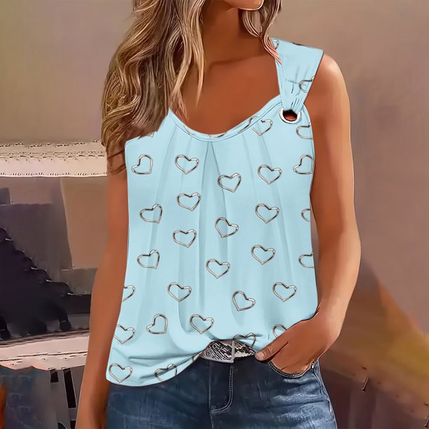 Puntoco Camisetas sin mangas para mujer Camiseta sin mangas con estampado de mujer Camiseta holgada sin mangas