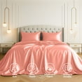 thumbnail image 2 of Satin Sheets Twin [3-Piece, Blush Pink] Hotel Luxury Silky Bed Sheets - Extra Soft 1800 Microfiber Sheet Set, Wrinkle, Fade, Stain Resistant - Deep Pocket Fitted Sheet, Flat Sheet, Pillow Cases, 2 of 8