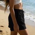 thumbnail image 6 of Admvng Women's Summer Casual Cotton Linen Plus Size Drawstring Shorts Elastic Waist Loose Shorts with Pockets, 6 of 9