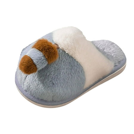 

Boys Girls Slippers Fashion Cute Autumn Winter Flat Bottom Lightweight Soft Comfortable Shoes Warm Color Matching Cartoon Animal Tail Shape