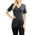 thumbnail image 2 of J. METHOD Women's Short Sleeve V-Neck T Shirts Premium Comfy Basic Daily Hip Length Tops NEWT413 Charcoal XL, 2 of 4