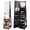 Black, variant on Gymax 64'' Jewelry Cabinet Armoire w/ 3-Color Lights Adjustable Shelves & Wheels Black