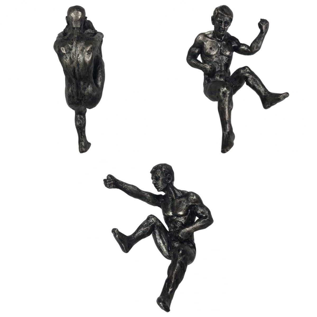 Climbing Men Set of 2 figurines Bronze Large x2 Wall Climbers Hanging Abseiling 