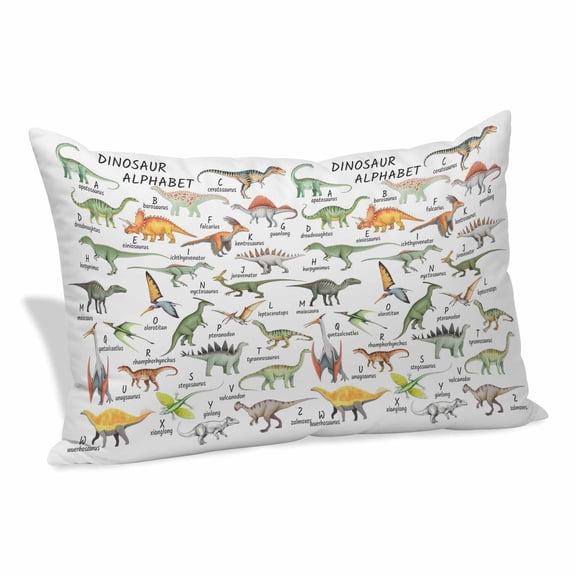 Dinosaur Pillow Covers, Linen Long Throw Pillow Case, Funny Dino Cute Cartoon Boys Girls Children Holiday Pillow Protector Decorative Cushion Cover for Living Room/Bedroom 20" x 36"