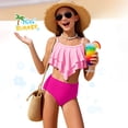 thumbnail image 4 of Kogui Little Girl Bikini Swimsuit Girls Swimsuit Bow Floral Strap Beach Swimwear Bikini Set Bathing Suits for Girls Size 7-8 (Hot Pink,7-8 Years), 4 of 5