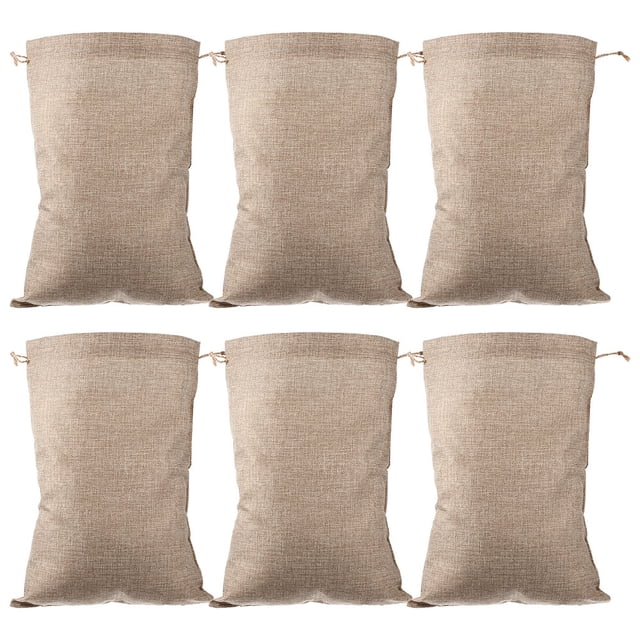 Shisuyan Linen Food Bags Breathable Rectangular Design for Kitchen Organization 6Pcs Khaki