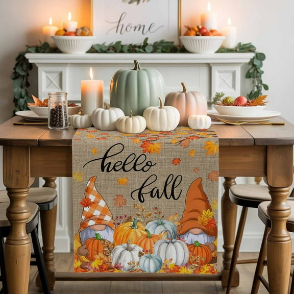 Thanksgiving Table Runner, Autumn Thanksgiving Kitchen Dining Table Decoration for Home Party Decor 16x72 Inches