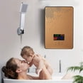 thumbnail image 3 of Fichiouy 4500W Electric Water Heater Instant Tankless Hot Water Bolier with Shower Set Gold, 3 of 10
