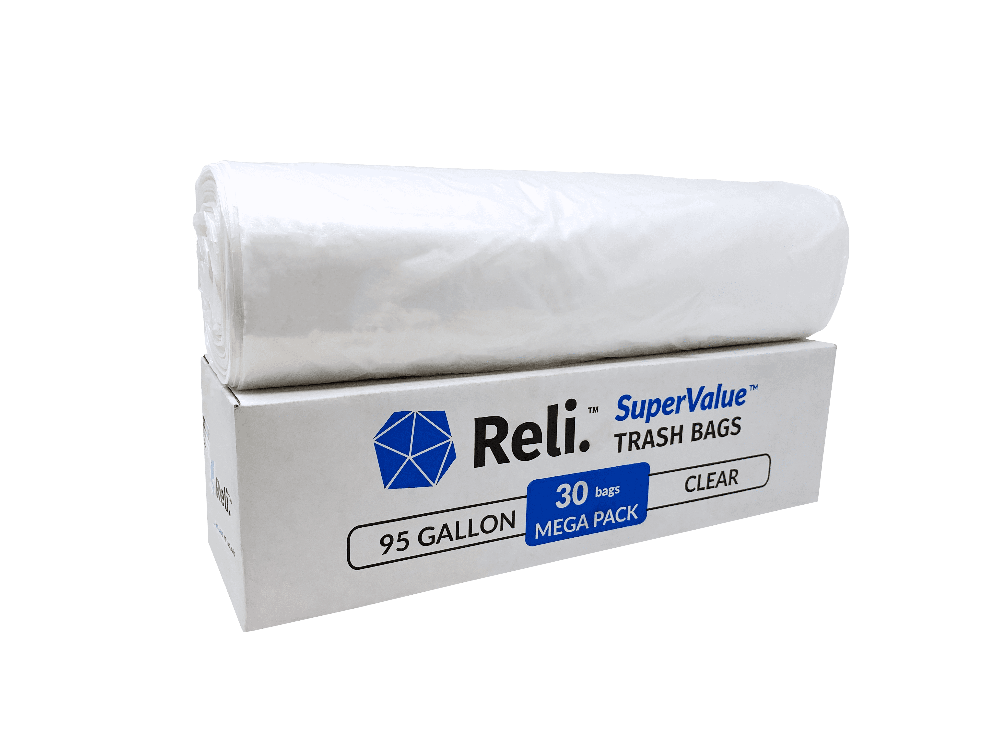 Reli. 95 Gallon Trash Bags Heavy Duty Black Garbage Bags, Drum