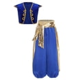 thumbnail image 3 of Eandarui Boys Kids 2Pcs Fairytale Arabian Prince Outfits Braided Trimming Vest and Bloomers Harem Pants Set Royal Blue 14, 3 of 5