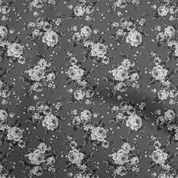 oneOone Polyester Spandex Gray Fabric Floral Sewing Fabric By The Yard Printed Diy Clothing Sewing Supplies 56 Inch Wide