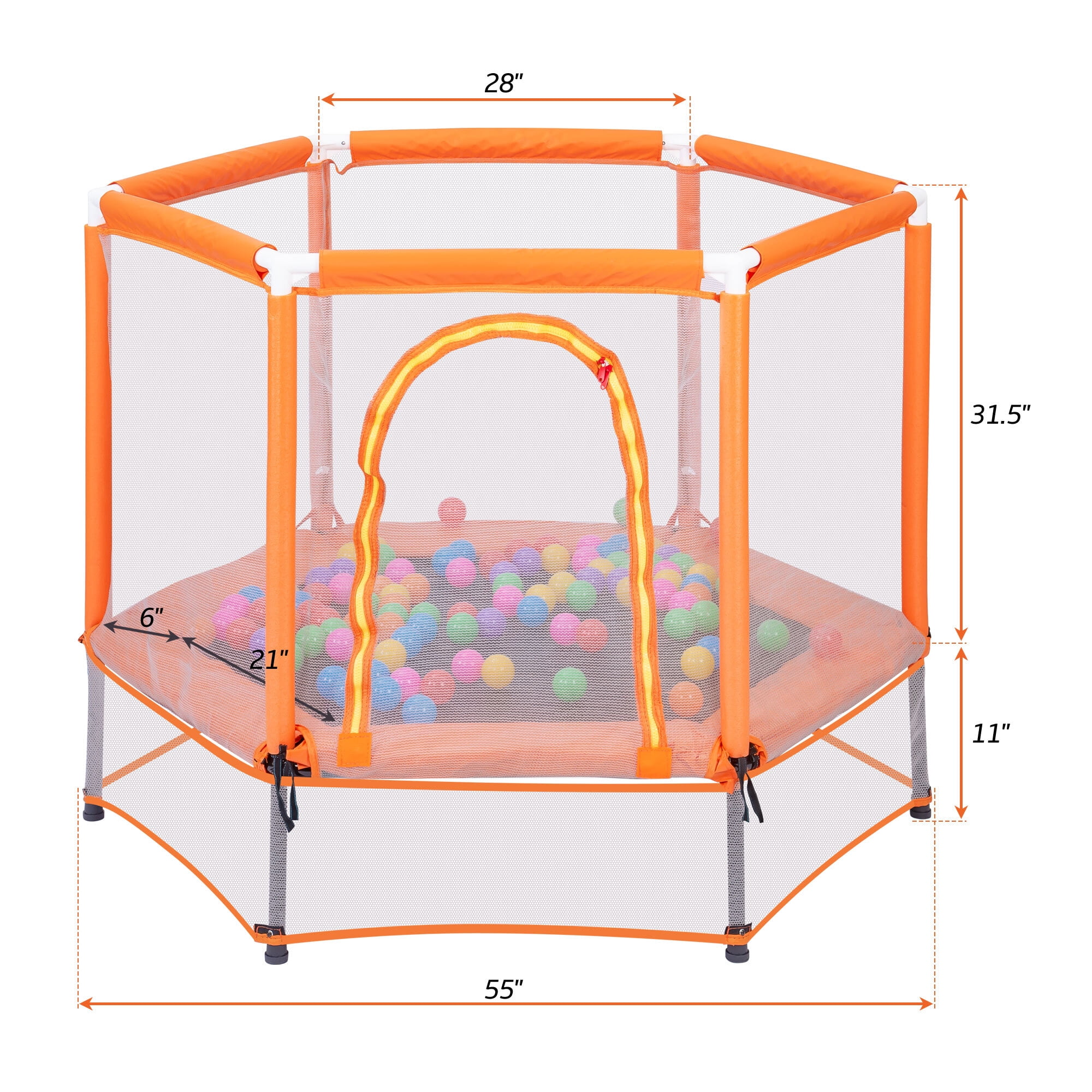EUROCO 55" Mini Trampoline with Safety Enclosure Net, 4.5FT Indoor & Outdoor Toddler Trampoline with No-Gap Design, Small Trampoline for Kids Easy to Assemble