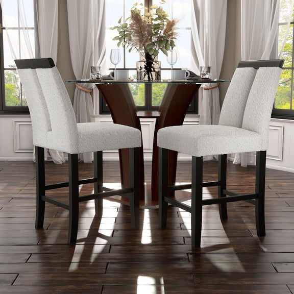 Furniture of America Vana Upholstered Fabric White and Black Counter Height Dining Chairs (Set of 2)