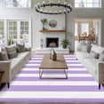 thumbnail image 4 of Purple Striped Large Area Rugs for Bedroom Living Room, Soft Non Slip Carpet Bedside Rug, Modern Farmhouse Purple White Stripes Rectangular Floor Cover Kitchen Accent Rug 6'x9' for Dining Room/Office, 4 of 9