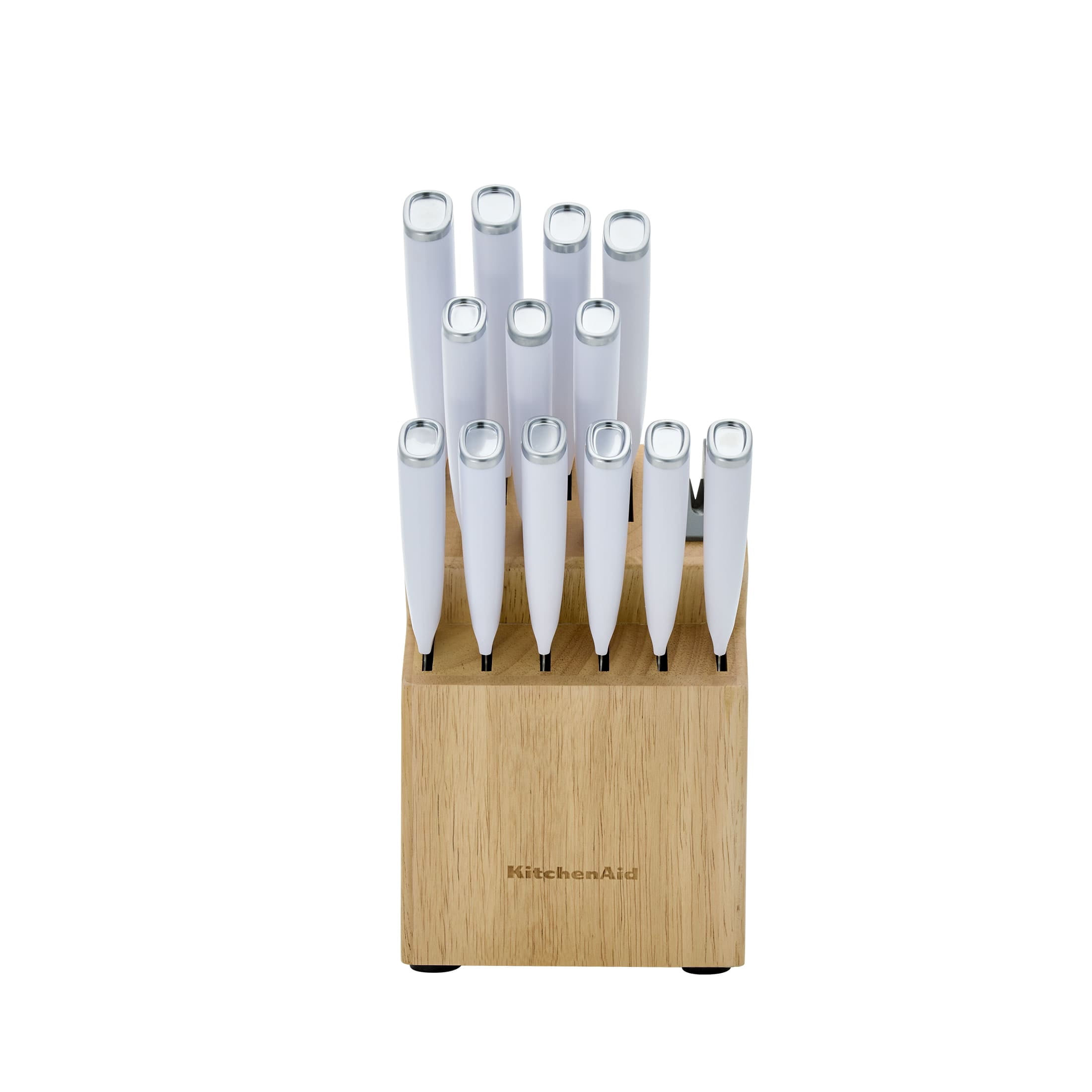 KitchenAid 14 Piece Knife Block Set with Built in Sharpener, White