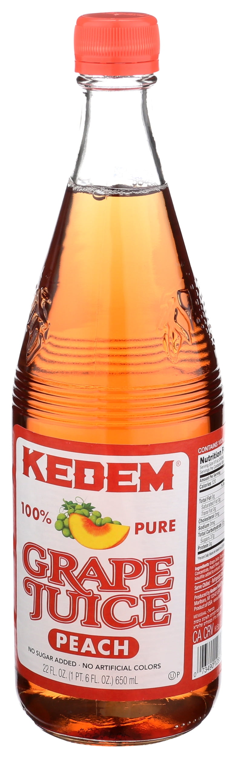Pack of 6, Kedem Peach Grape Juice, 22 fl oz