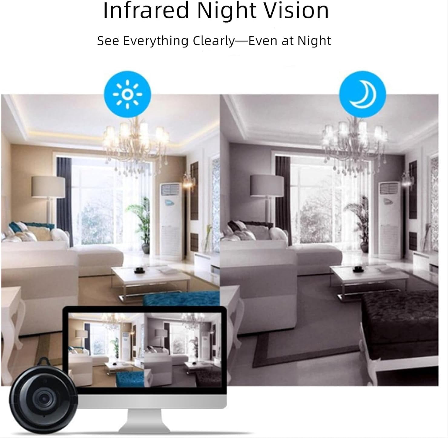Upgraded Ultra-Invisible No-Plug Camera, Invisible Mini Spy Camera Wireless, Mini Hidden Camera, HD 1080p, Wireless Indoor Security Camera for Pet/Baby/Nanny (3pcs)