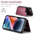 thumbnail image 3 of for iPhone 14 Premium PU Leather Back Case, Multiple Card Slots Design, Double Magnetic Clasp Study Kickstand RFID Blocking Classic Phone Cover for iPhone 14, Winered, 3 of 9