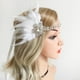 thumbnail image 2 of Diadema de plumas para boda de 1920 con diamantes de imitación Blanco, 2 of 8