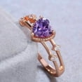 thumbnail image 3 of Divine_creation 2.10 Ctw Heart Cut Purple Amethyst Womens Engagement Ring 14K Rose Gold Plated 925 Sterling Silver -9.5, 3 of 5