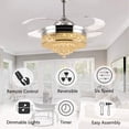 thumbnail image 4 of MONIPA 42 Inch Crystal Fan Chandelier Silver LED Dimming Remote Control, 4 of 6